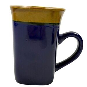 Royal Norfolk Blue Brown Stoneware Coffee Mug Reactive Glaze Flared Rim